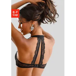 Neckholder-BH LASCANA, Damen, Gr. 85, Cup C, schwarz, Spitze, Obermaterial: 91% Polyamid, 9% Elasthan, BHs BH Spitzenwäsche Bügel-BH Spitzen-BH Neckholder-BH, Dessous mit softem Neckholder und Spitzenrücken, sexy Dessous
