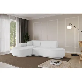 altdecor Ecksofa Ottomane Links MARI-L1-v3 - 243x171x83 cm Weiß Bouclé