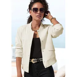 Bomberjacke, mit Druckknöpfen, Blousonjacke, sportlich-elegant, Gr. 44, creme, , 51029464-44