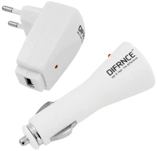 Difrnce Ladeset DC1150 Travel Charger für MP3 / MP4 / iPod / iPhone mit USB-Anschluss