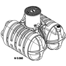 ROTH Flachtank - Zisterne Twinbloc Garten-Set 5000 Liter (2 x L) mit höhenverstabllbarem Domschacht und