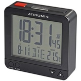 Atrium Funkwecker Reisewecker klein Digital Quarz LCD sensorgesteuertes Nachtlicht Beleuchtung Schwarz