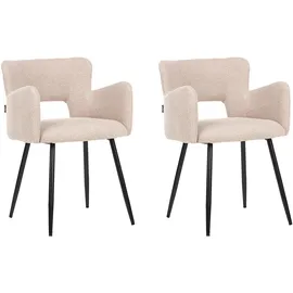 Beliani Esszimmerstuhl 2er Set Bouclé Beige/Schwarz