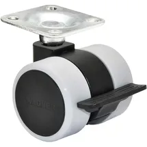 Wagner Design Möbelrolle/Lenkrolle - soft - Durchmesser Ø 38 mm, Bauhöhe 40 mm, Feststeller, schwarz/grau, Anschraubplatte 42 x 42 mm, Tragkraft 70 kg - Made in Germany - 01024389