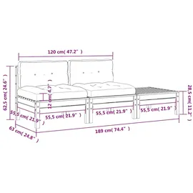 vidaXL Gartensofa mit Kissen und Hocker 2-Sitzer