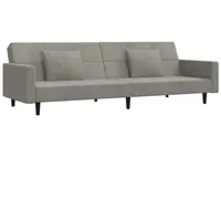 VidaXL Schlafsofa 2-Sitzer mit 2 Kissen Hellgrau Samt