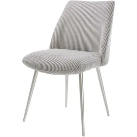 DeLife Esszimmerstuhl Elso-Flex Cord Silbergrau 4-Fuß konisch Edelstahl Taschenfederkern, Esszimmerstühle