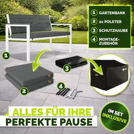 tillvex Gartenbank 3-4 Sitzer 300 x 60 x 91 cm Weiß