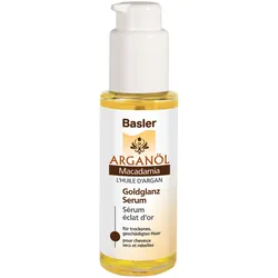 Basler Arganöl Macadamia Goldglanz Serum Glasflasche mit Spender 50 ml | Haaröl für trockenes Haar