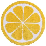 Carmoion Niedliche Badematte, Zitronen-Teppich, wasserabsorbierend, rutschfest, rund, Zitronen-Badematte, weich, maschinenwaschbar, Teppich für Schlafzimmer, Küche, Badezimmer, WC, Böden, 70 x 69 cm,