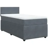 vidaXL Boxspringbett mit Matratze Dunkelgrau 90x200 cm Samt