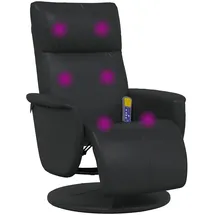 vidaXL Massagesessel mit Fußteil Kunstleder 56,7 x 105 x 86,9 cm Schwarz drehbar, verstellbare Rückenlehne, Vibrationsmassage