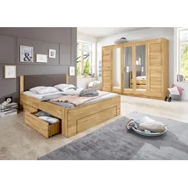 Home Affaire Stauraumbett HOME AFFAIRE "Bernett", beige (kernbuche), H:87cm L:206cm, Betten, Stauraumbett, aus massiver Buche, mit Stauraumschubladen