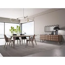aea Komplett Set 7tlg Esszimmer Esstisch Neu 4x Stühle Luxus Sideboard mit Spiegel