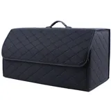 Autoleder Kofferraum-Organizer Taschen Kofferraumtasche für Opel Astra K Wagon Crossland Zusammenklappbarer Kofferraumtasche Autozubehör, Black XL