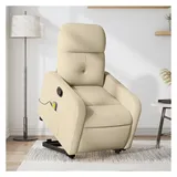 vidaXL Massagesessel mit Aufstehhilfe Stoff 144 x 77,5 x 0 cm Creme