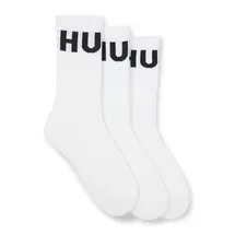 Hugo Socken, mit Statement-Print im 3er-Pack, Weiss, 43-46