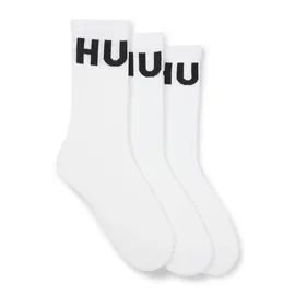 Hugo Socken, mit Statement-Print im 3er-Pack, Weiss, 43-46