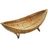 Luxshiny Wickelkorb Aus Rattan Kreativer Obstkorb Schiff-form Multifunktional Für Snacks Gemüse Und Früchte Dekorative Aufbewahrung Für Wohnzimmertisch Geruchlos Und Sicher