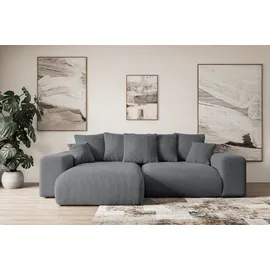 altdecor Ecksofa Cord 2-Sitzer Dunkelgrau