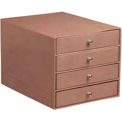 Rhodiarama Schubladenbox mit 4 geschlossenen Laden, Kunstleder, 24,8x32 ,7x22,8cm - Rosenholz 194574C