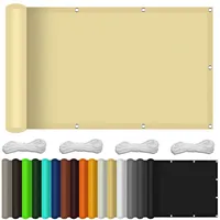 Balkon Sichtschutz Wasserdicht 135 x 190 cm Windschutz Sonnenschutz Balkonabdeckung Balkonsichtschutz mit Ösen Kabelbinder Und Kordel Sichtschutz für Balkon Terrasse, Creme Farben