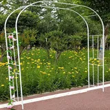 ZWJABYY RosenböGen,Rundbogen Garten,Rosenbogen Aus Metall,Langlebiger Gartenpavillon Aus Eisen,Zum Klettern Von Pflanzen, Hochzeitsdekoration.,White-180 * 240cm