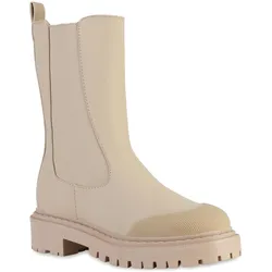 Damen Plateaustiefel in Beige