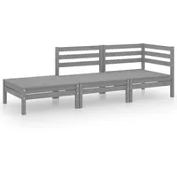 vidaXL 3-tlg Garten-Lounge-Set Grau Massivholz Kiefer