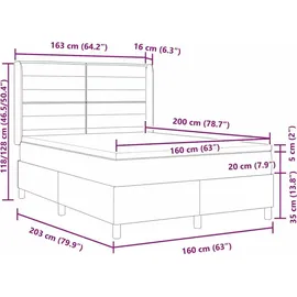 vidaXL Boxspringbett 160 x 200 cm Schwarz