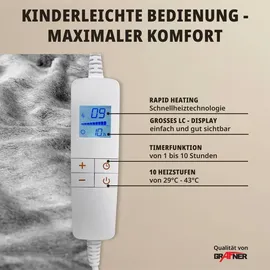 Grafner Heizdecke 180 x 130 cm Grau/Silber