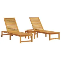 VidaXL Sonnenliege mit Tisch aus massivem Akazienholz, Sonnenliege aus