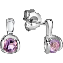 Paar Ohrstecker FIRETTI "Schmuck Geschenk Silber 925 Ohrschmuck Edelstein Amethyst", bunt (silberfarben, lila, lila), Ohrringe, Damen, Silber 925 (Sterlingsilber), mit Amethyst