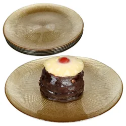6x Kairo Gold Kuchenteller Glas 6 Personen Dessertteller Relief