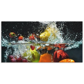 Artland Küchenrückwand »Spritzendes Obst auf dem Wasser«, (1 tlg.), Alu Spritzschutz mit Klebeband, einfache Montage, bunt