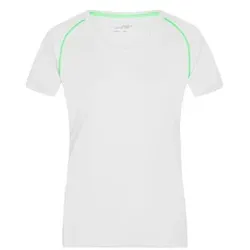 Damen Fitness Shirt JN495, weiß/hellgrün, Größe XS - hellgrün - XS