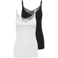 Only ONLKIRA – Doppelpack mit Spitzendetail für feminine Looks", Damen, Gr. S, schwarz-weiß Schwarz (Black Pack: BLACK AND WHITE), Small (Herstellergröße: S