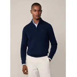 Hackett London für Herren. HM703239 Marineblauer Wollpullover (S), Lässig, Wolle