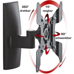 VCM Universal TV Halterung   VESA Wandhalterung   Halter Fernsehhalter flach neigbar schwenkbar   Belastbarkeit bis zu 20kg - TS1