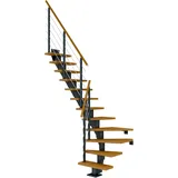 DOLLE Mittelholmtreppe Frankfurt (Breite: 65 cm, 1/4-gewendelt, Anthrazitgrau, Farbe Stufen: Eiche, Natur, Geschosshöhe: 259 – 301 cm)