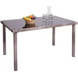 MCW Poly-Rattan Tisch MCW-G19, Gartentisch Balkontisch, 120x75cm grau-braun