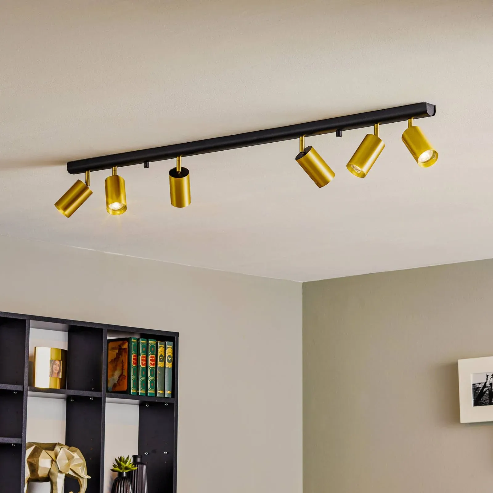 Deckenstrahler Eye Spot 6-flammig, schwarz/messing Nowodvorski Lighting, dimmbar, schwarz, für Wohn- / Esszimmer, Metall, Modern, Strahler - 119 cm - cm - 9.5 cm