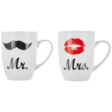 Out of the Blue Becher, Porzellan, Kaffeebecher "Mr. und Mrs." Geschenkset