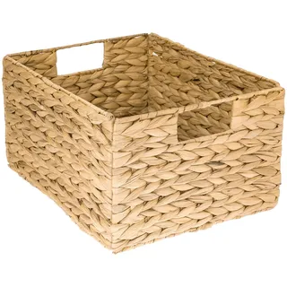 HMF Aufbewahrungskorb faltbarer Korb geflochten aus Wasserhyazinthe Seegras 36 x 28 x 20 cm beige