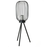 AMARE Vintage Stehlampe Metall mit silbernem Fitting 60cm industrial, Schwarz, 9000-1021-102