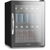 Klarstein Getränkekühlschrank Groß – 60 Liter Glastürkühlschrank mit LED, 0–13°C, 4 Metallablagen, Spiegelglastür, Temperaturregelung, Flaschenkühlschrank