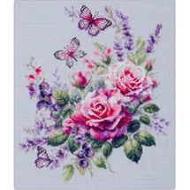 Marussia Magic Needle Kreuzstich Stickpackung Glücklicher Garten, Zählmuster, 22x26cm
