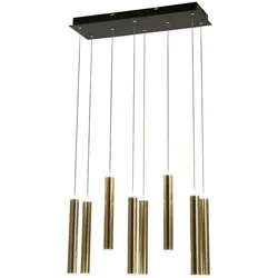 Fabas Luce Prado 8-flammige Pendelleuchte – 52 W dimmbare LED – lineares Messingdesign