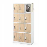 Jan Nowak Schließfachschrank Stahlblech 185 cm x 90 cm x 40 cm Weiß-Holz 12 Fächer abschließbar