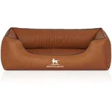 Knuffelwuff Orthopädisches Hundebett Chesapeake aus Laser gestepptem marmoriertem Kunstleder terracotta M-L